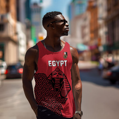 Custom World Football 2026 Egypt Men Tank Top Pharaohs Hieroglyphs Pride Red Version