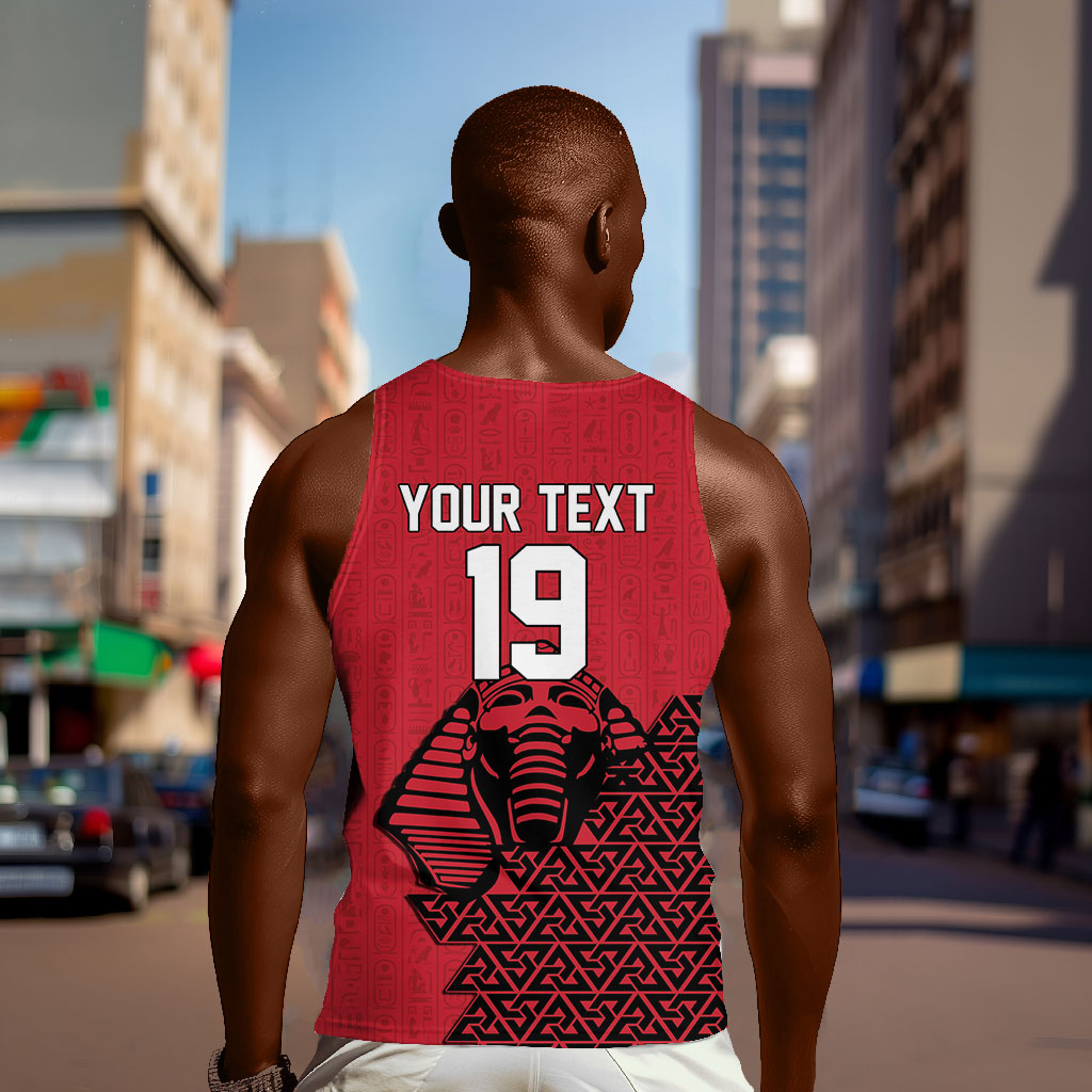 Custom World Football 2026 Egypt Men Tank Top Pharaohs Hieroglyphs Pride Red Version