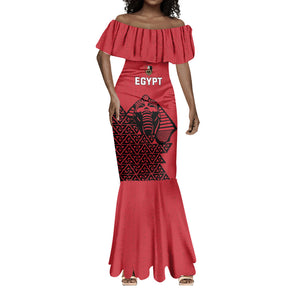 Custom World Football 2026 Egypt Mermaid Dress Pharaohs Hieroglyphs Pride Red Version