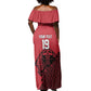 Custom World Football 2026 Egypt Off Shoulder Maxi Dress Pharaohs Hieroglyphs Pride Red Version