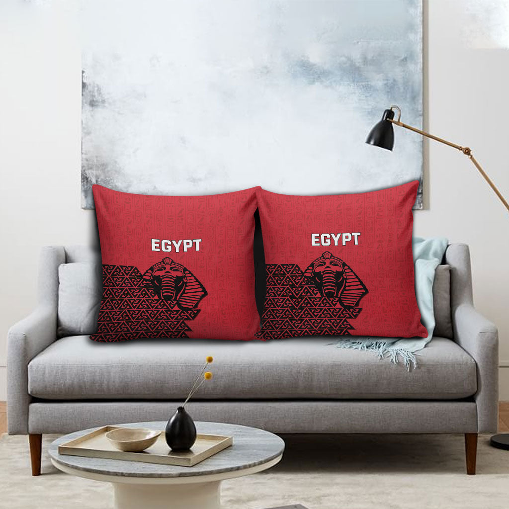 World Football 2026 Egypt Pillow Cover Pharaohs Hieroglyphs Pride Red Version