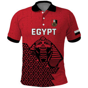 Custom World Football 2026 Egypt Polo Shirt Pharaohs Hieroglyphs Pride Red Version