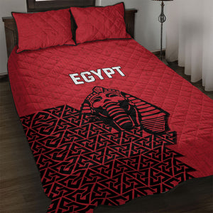 World Football 2026 Egypt Quilt Bed Set Pharaohs Hieroglyphs Pride Red Version