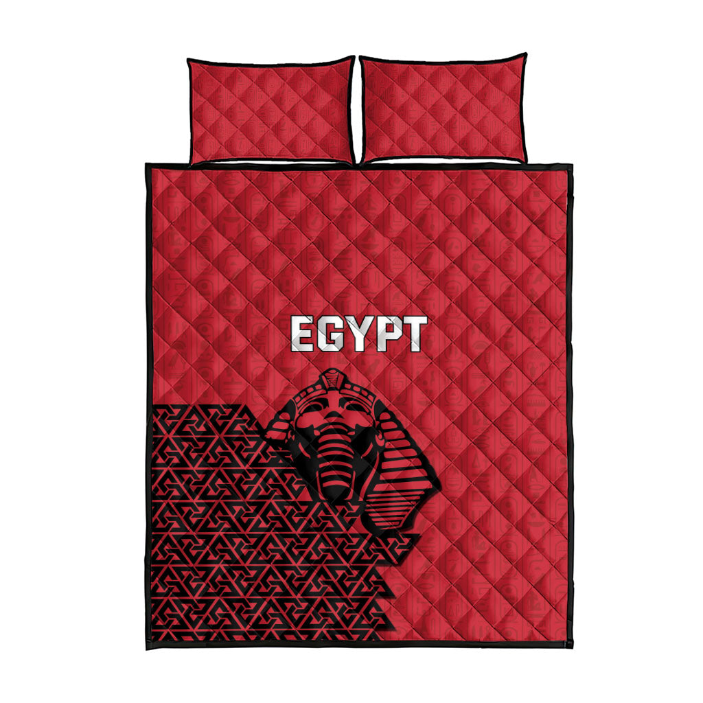 World Football 2026 Egypt Quilt Bed Set Pharaohs Hieroglyphs Pride Red Version