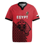 Custom World Football 2026 Egypt Rugby Jersey Pharaohs Hieroglyphs Pride Red Version