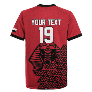 Custom World Football 2026 Egypt Rugby Jersey Pharaohs Hieroglyphs Pride Red Version