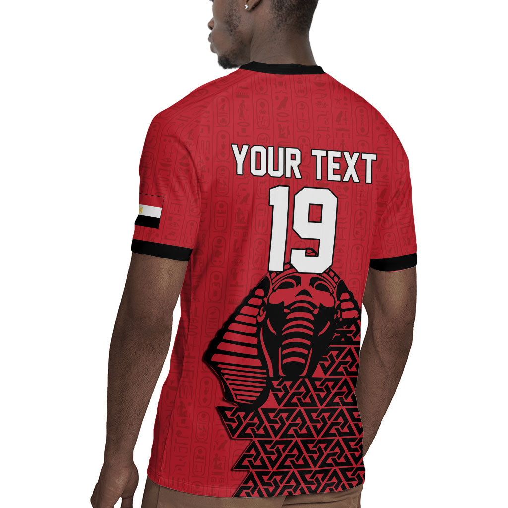Custom World Football 2026 Egypt Rugby Jersey Pharaohs Hieroglyphs Pride Red Version