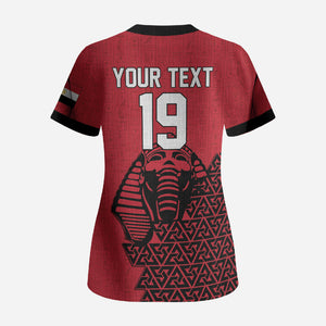 Custom World Football 2026 Egypt Scrub Top Pharaohs Hieroglyphs Pride Red Version