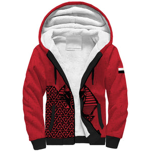 Custom World Football 2026 Egypt Sherpa Hoodie Pharaohs Hieroglyphs Pride Red Version