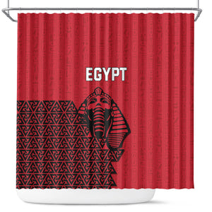 World Football 2026 Egypt Shower Curtain Pharaohs Hieroglyphs Pride Red Version