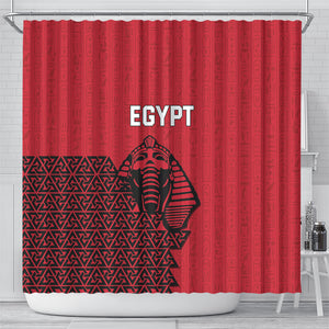 World Football 2026 Egypt Shower Curtain Pharaohs Hieroglyphs Pride Red Version
