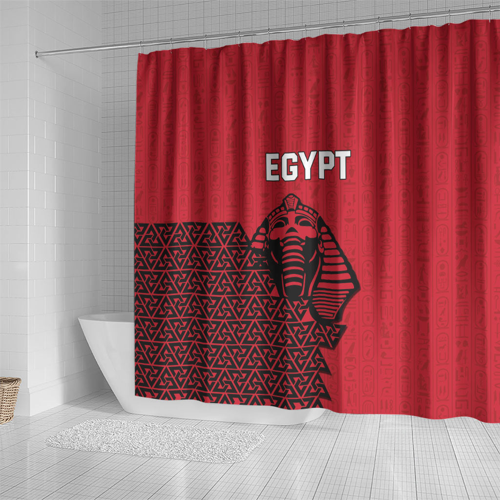 World Football 2026 Egypt Shower Curtain Pharaohs Hieroglyphs Pride Red Version