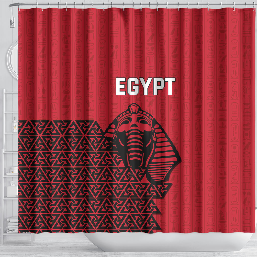 World Football 2026 Egypt Shower Curtain Pharaohs Hieroglyphs Pride Red Version