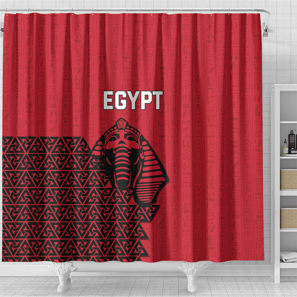 World Football 2026 Egypt Shower Curtain Pharaohs Hieroglyphs Pride Red Version