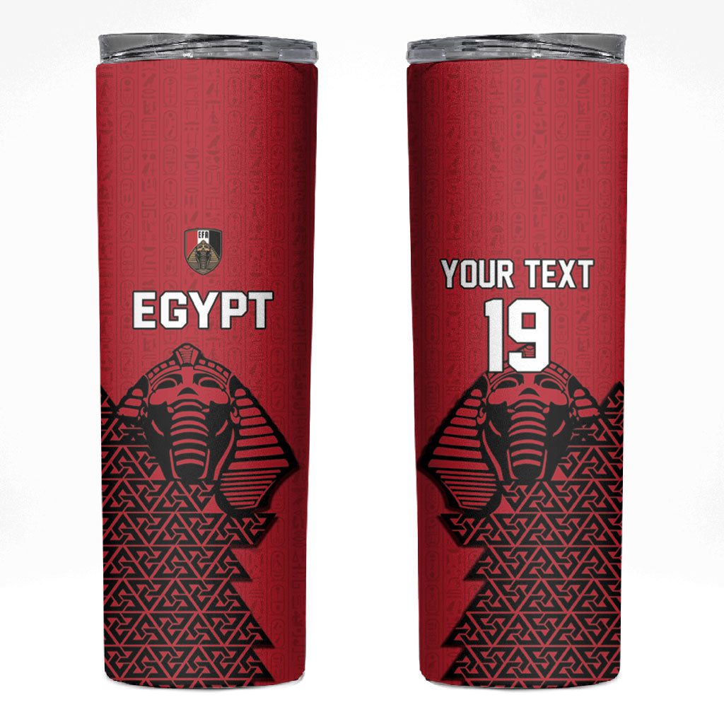 Custom World Football 2026 Egypt Skinny Tumbler Pharaohs Hieroglyphs Pride Red Version
