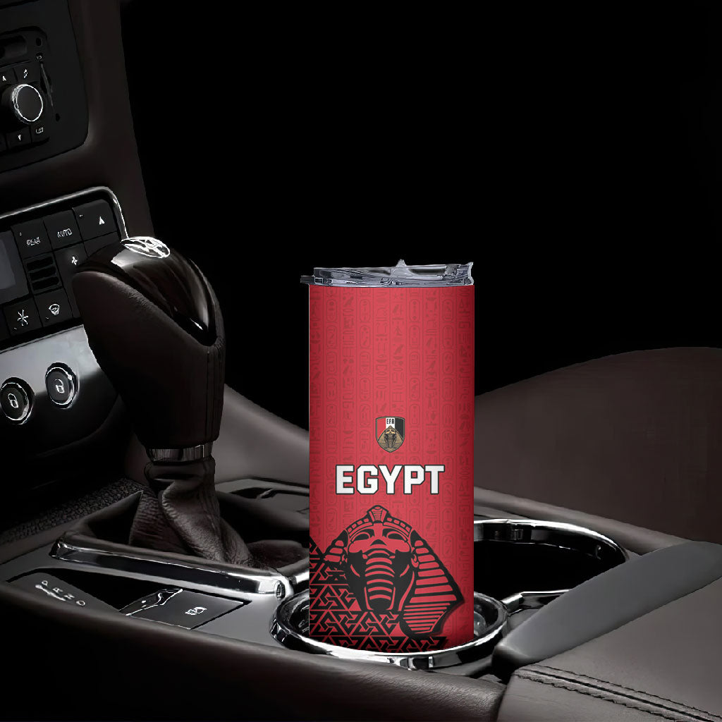 Custom World Football 2026 Egypt Skinny Tumbler Pharaohs Hieroglyphs Pride Red Version
