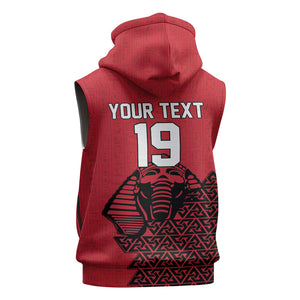 Custom World Football 2026 Egypt Sleeveless Hoodie Pharaohs Hieroglyphs Pride Red Version