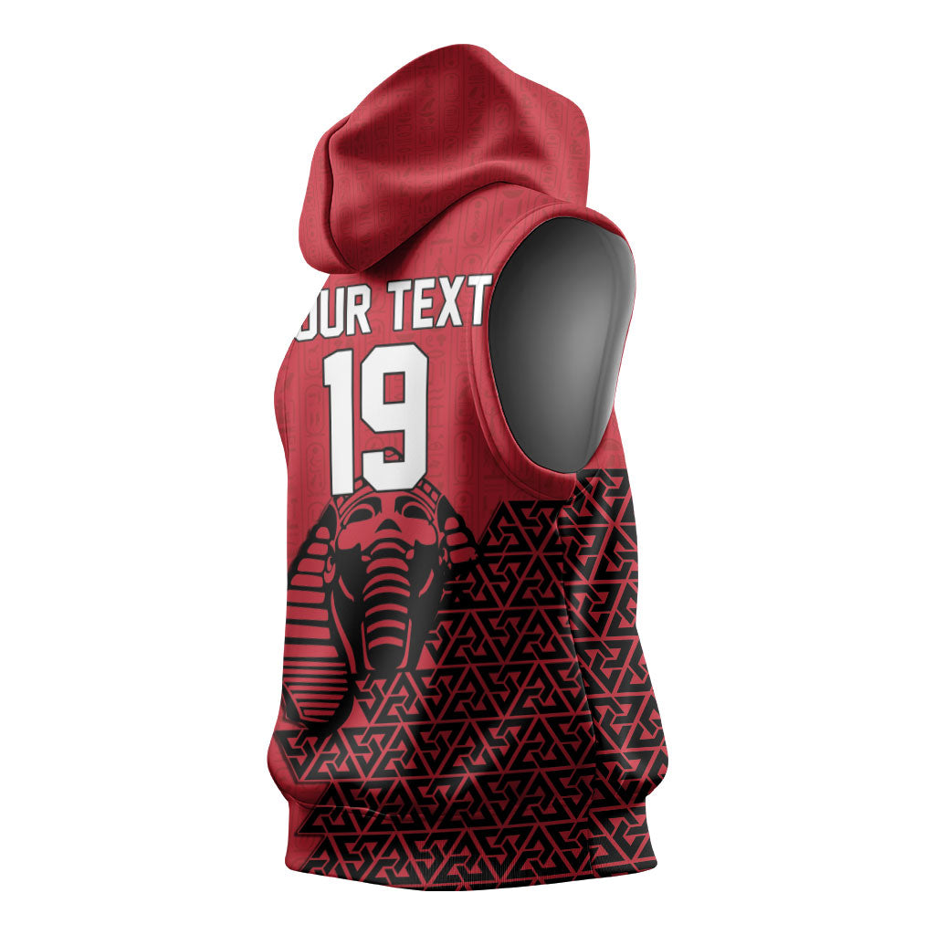 Custom World Football 2026 Egypt Sleeveless Hoodie Pharaohs Hieroglyphs Pride Red Version