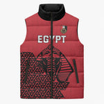 Custom World Football 2026 Egypt Sleeveless Puffer Jacket Pharaohs Hieroglyphs Pride Red Version