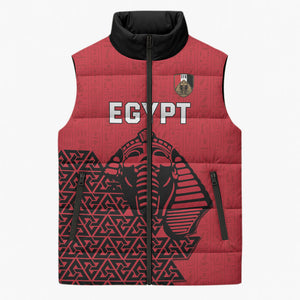 Custom World Football 2026 Egypt Sleeveless Puffer Jacket Pharaohs Hieroglyphs Pride Red Version
