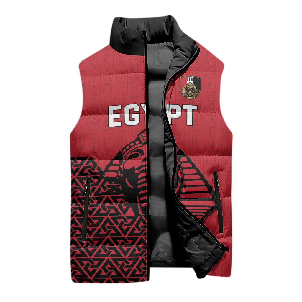 Custom World Football 2026 Egypt Sleeveless Puffer Jacket Pharaohs Hieroglyphs Pride Red Version
