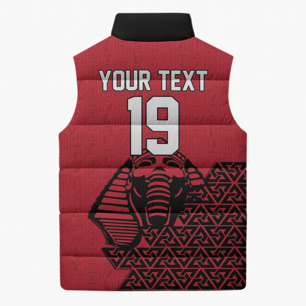 Custom World Football 2026 Egypt Sleeveless Puffer Jacket Pharaohs Hieroglyphs Pride Red Version