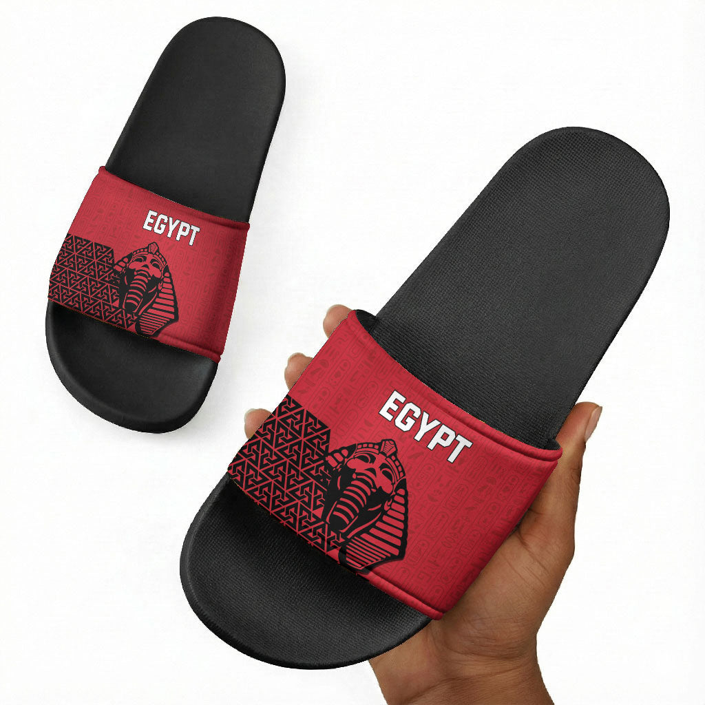 World Football 2026 Egypt Slide Sandals Pharaohs Hieroglyphs Pride Red Version
