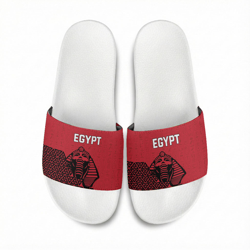 World Football 2026 Egypt Slide Sandals Pharaohs Hieroglyphs Pride Red Version