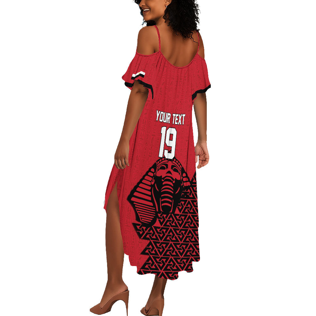 Custom World Football 2026 Egypt Summer Maxi Dress Pharaohs Hieroglyphs Pride Red Version