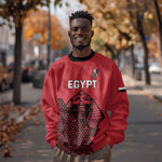 Custom World Football 2026 Egypt Sweatshirt Pharaohs Hieroglyphs Pride Red Version