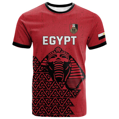 Custom World Football 2026 Egypt T shirt Pharaohs Hieroglyphs Pride Red Version