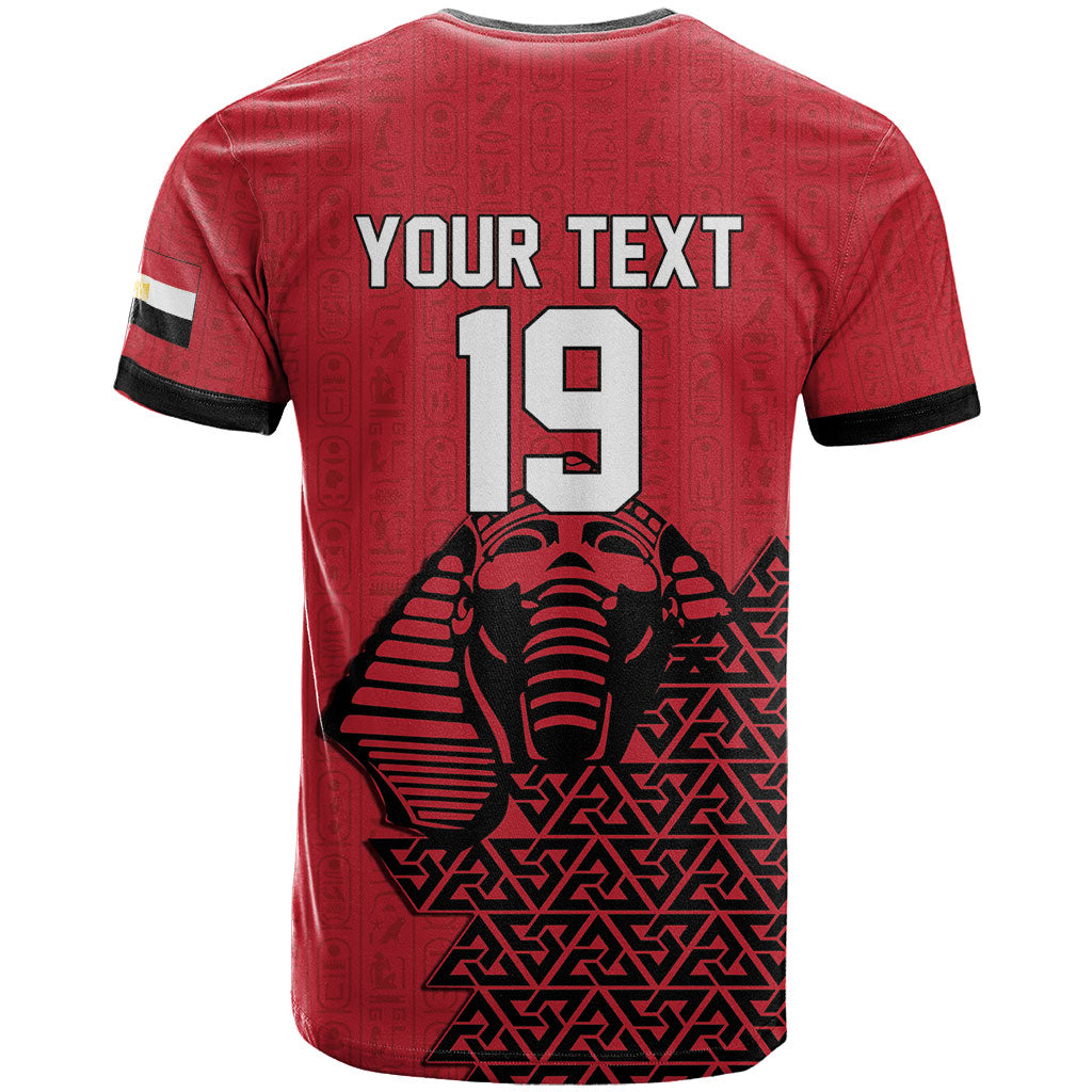 Custom World Football 2026 Egypt T shirt Pharaohs Hieroglyphs Pride Red Version