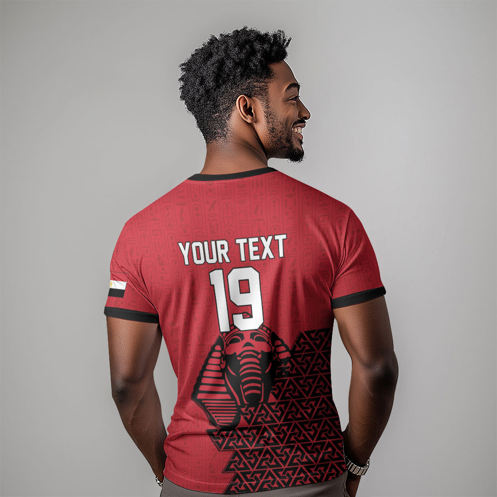 Custom World Football 2026 Egypt T shirt Pharaohs Hieroglyphs Pride Red Version