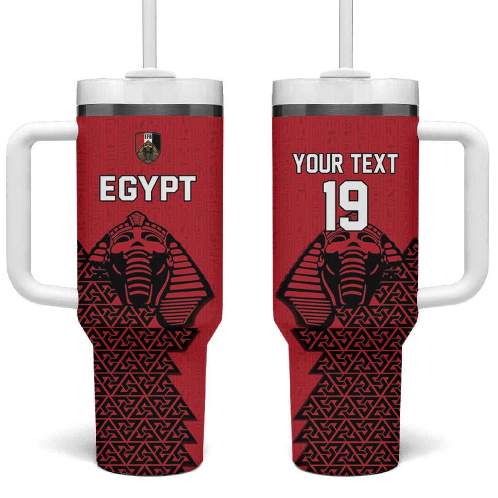 Custom World Football 2026 Egypt Tumbler With Handle Pharaohs Hieroglyphs Pride Red Version