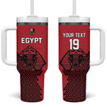 Custom World Football 2026 Egypt Tumbler With Handle Pharaohs Hieroglyphs Pride Red Version