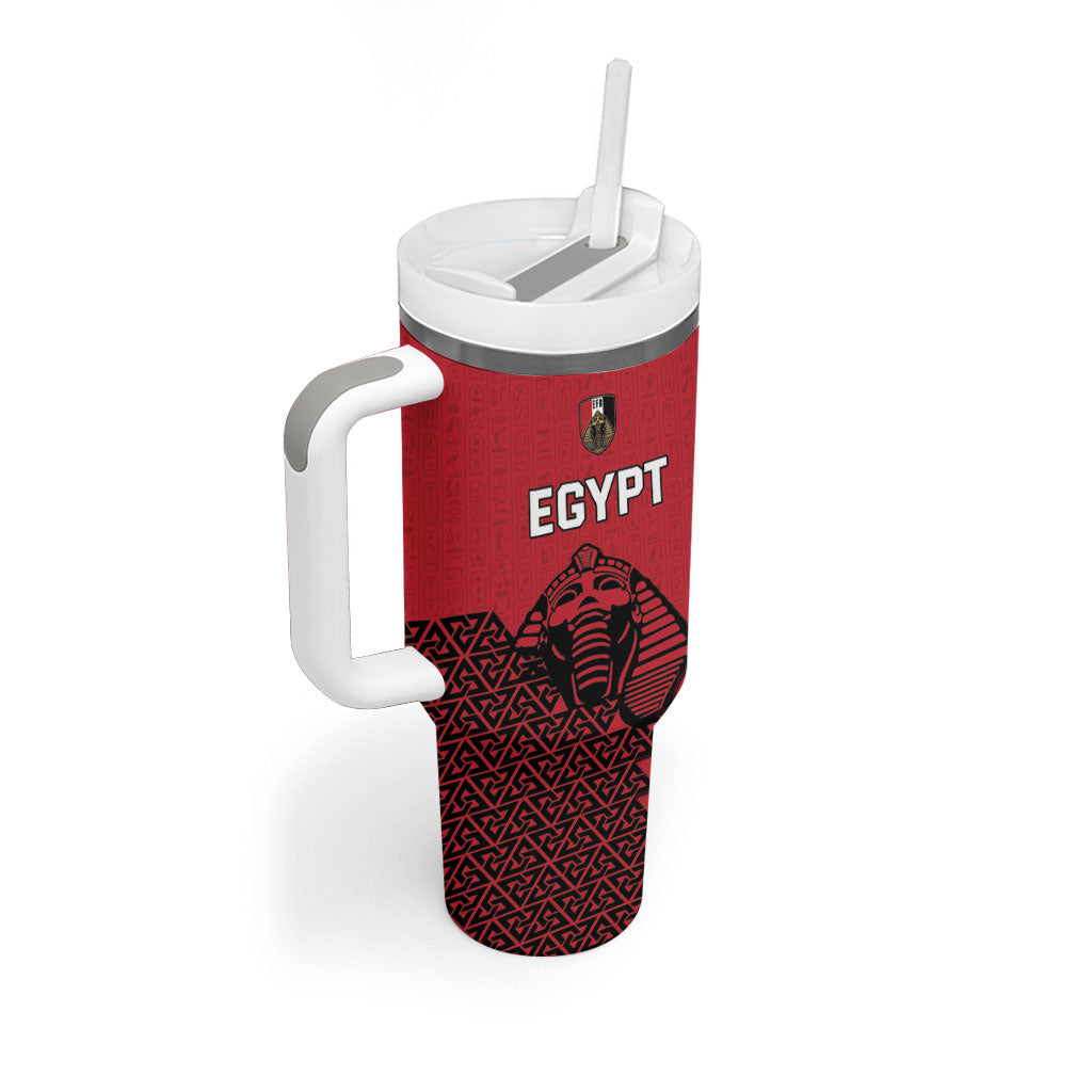 Custom World Football 2026 Egypt Tumbler With Handle Pharaohs Hieroglyphs Pride Red Version