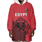 Custom World Football 2026 Egypt Wearable Blanket Hoodie Pharaohs Hieroglyphs Pride Red Version