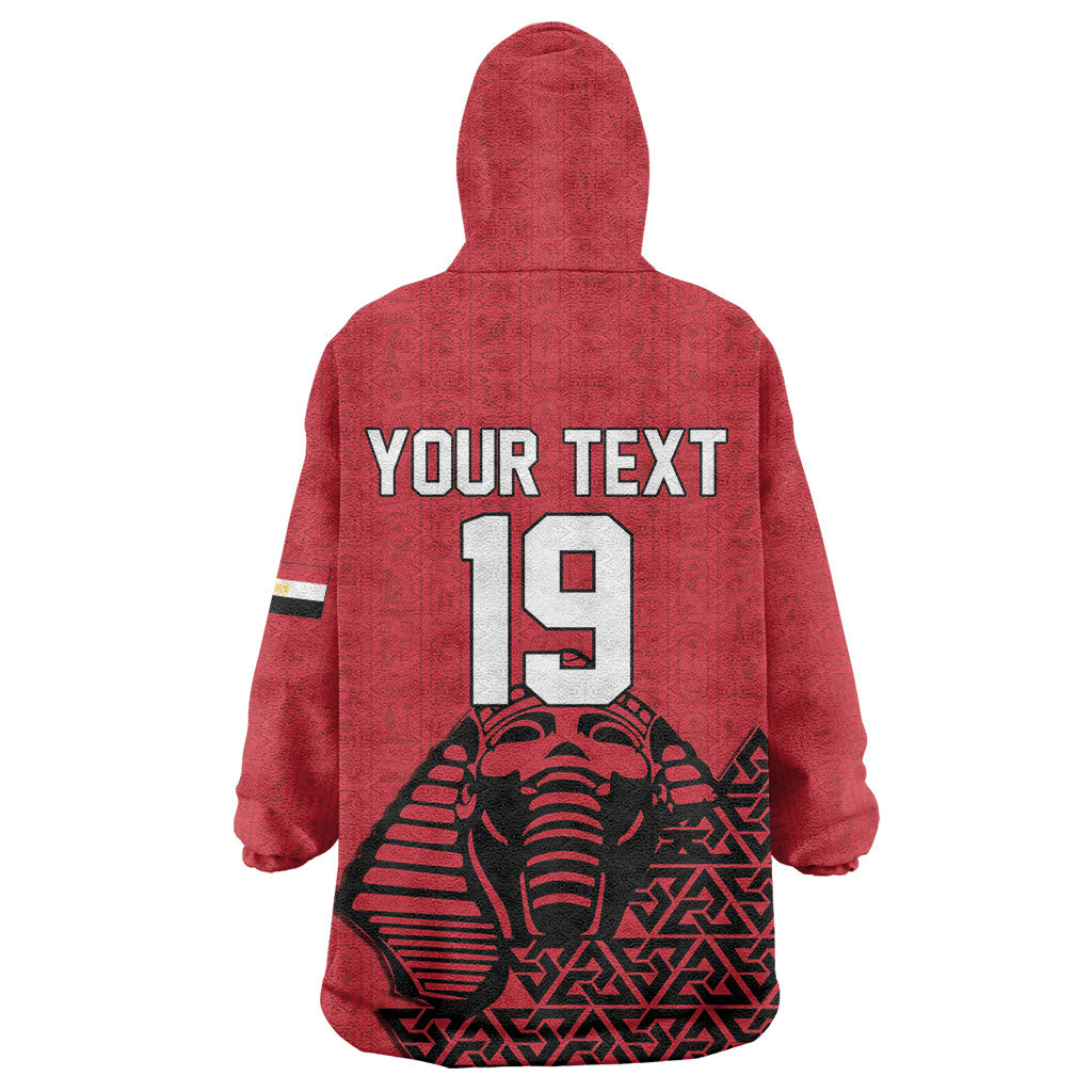 Custom World Football 2026 Egypt Wearable Blanket Hoodie Pharaohs Hieroglyphs Pride Red Version