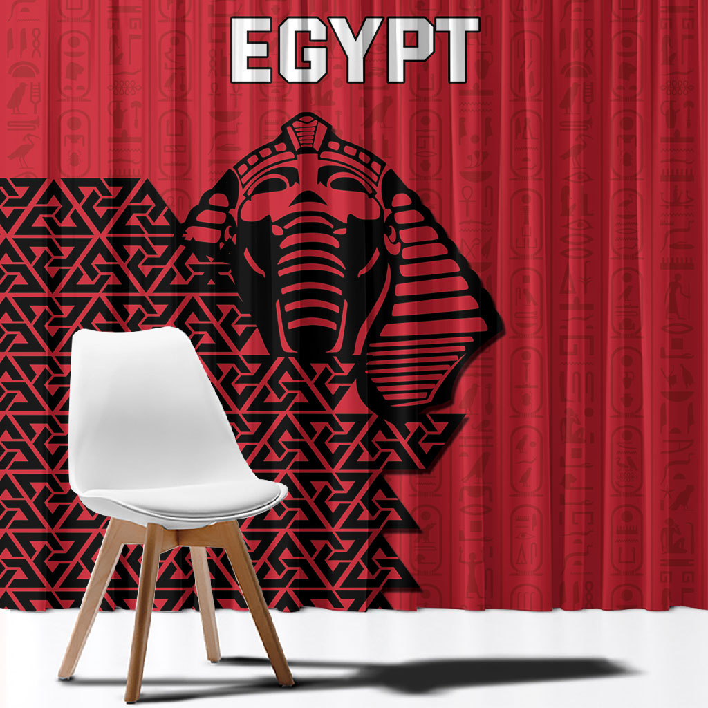 World Football 2026 Egypt Window Curtain Pharaohs Hieroglyphs Pride Red Version