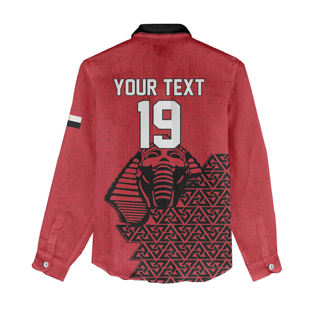 Custom World Football 2026 Egypt Women Casual Shirt Pharaohs Hieroglyphs Pride Red Version
