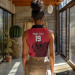 Custom World Football 2026 Egypt Women Sleeveless Polo Shirt Pharaohs Hieroglyphs Pride Red Version