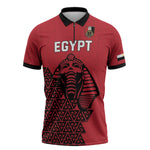 Custom World Football 2026 Egypt Zipper Polo Shirt Pharaohs Hieroglyphs Pride Red Version