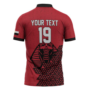 Custom World Football 2026 Egypt Zipper Polo Shirt Pharaohs Hieroglyphs Pride Red Version