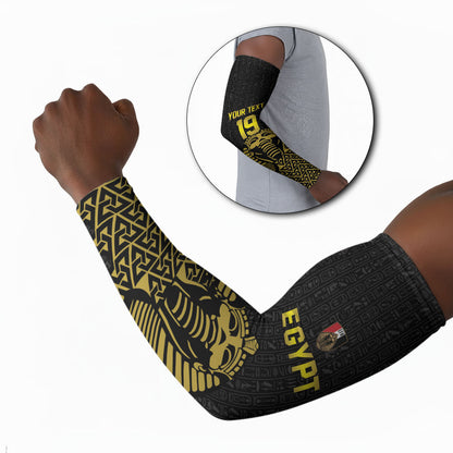 Custom World Football 2026 Egypt Arm Sleeves Pharaohs Hieroglyphs Pride Black Version