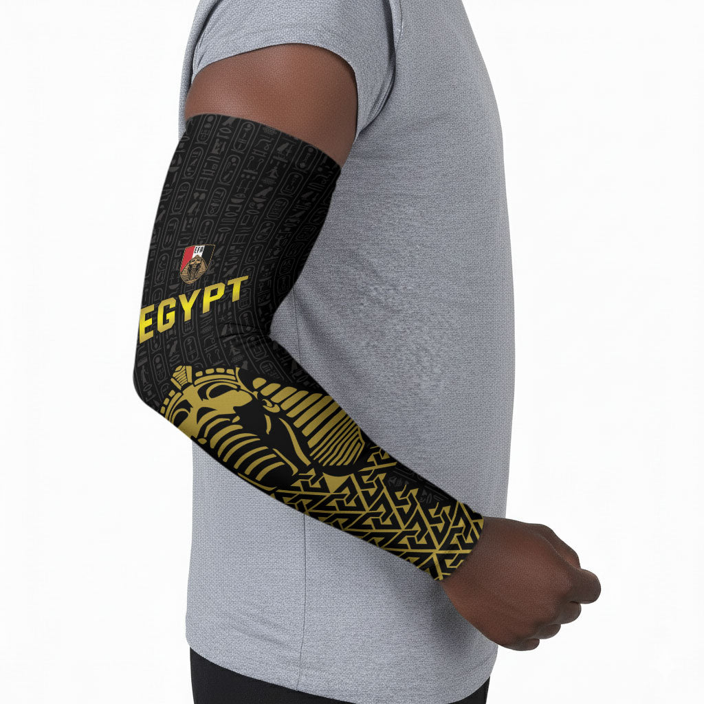 Custom World Football 2026 Egypt Arm Sleeves Pharaohs Hieroglyphs Pride Black Version