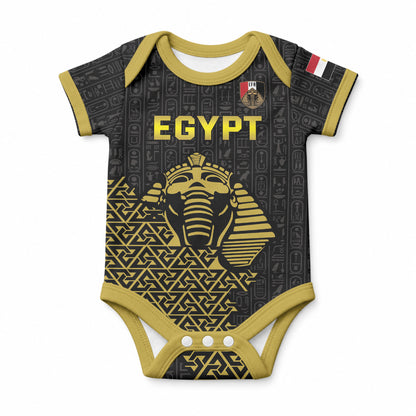 Custom World Football 2026 Egypt Baby Onesie Pharaohs Hieroglyphs Pride Black Version