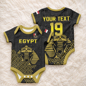 Custom World Football 2026 Egypt Baby Onesie Pharaohs Hieroglyphs Pride Black Version