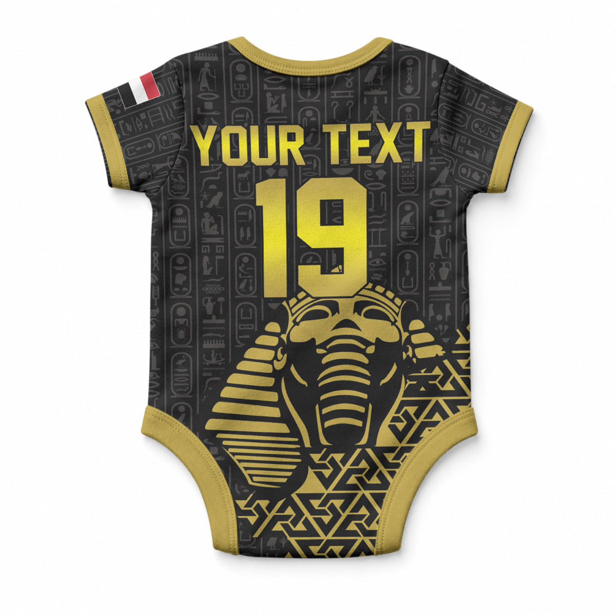 Custom World Football 2026 Egypt Baby Onesie Pharaohs Hieroglyphs Pride Black Version