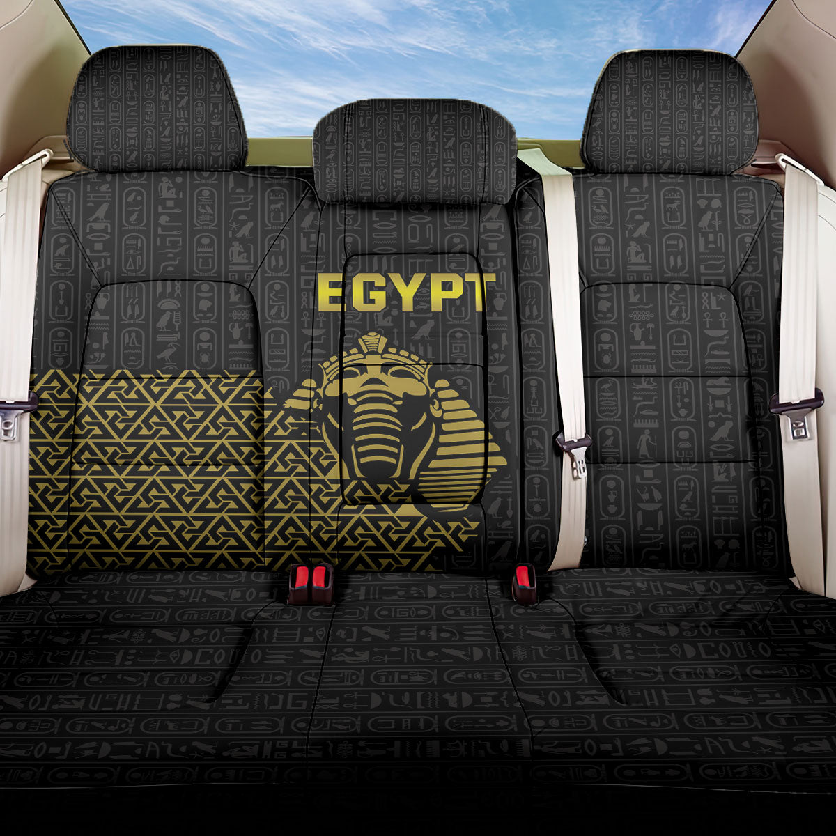 World Football 2026 Egypt Back Car Seat Cover Pharaohs Hieroglyphs Pride Black Version
