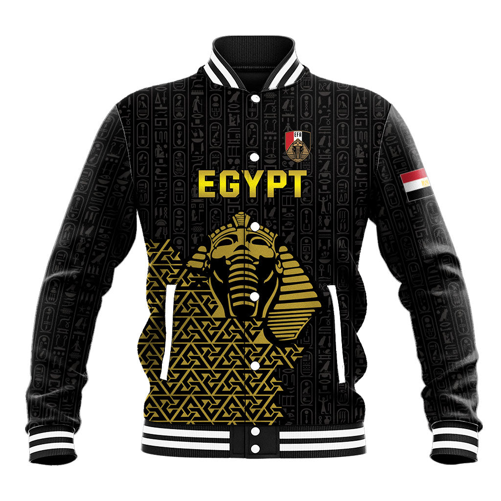 Custom World Football 2026 Egypt Baseball Jacket Pharaohs Hieroglyphs Pride Black Version